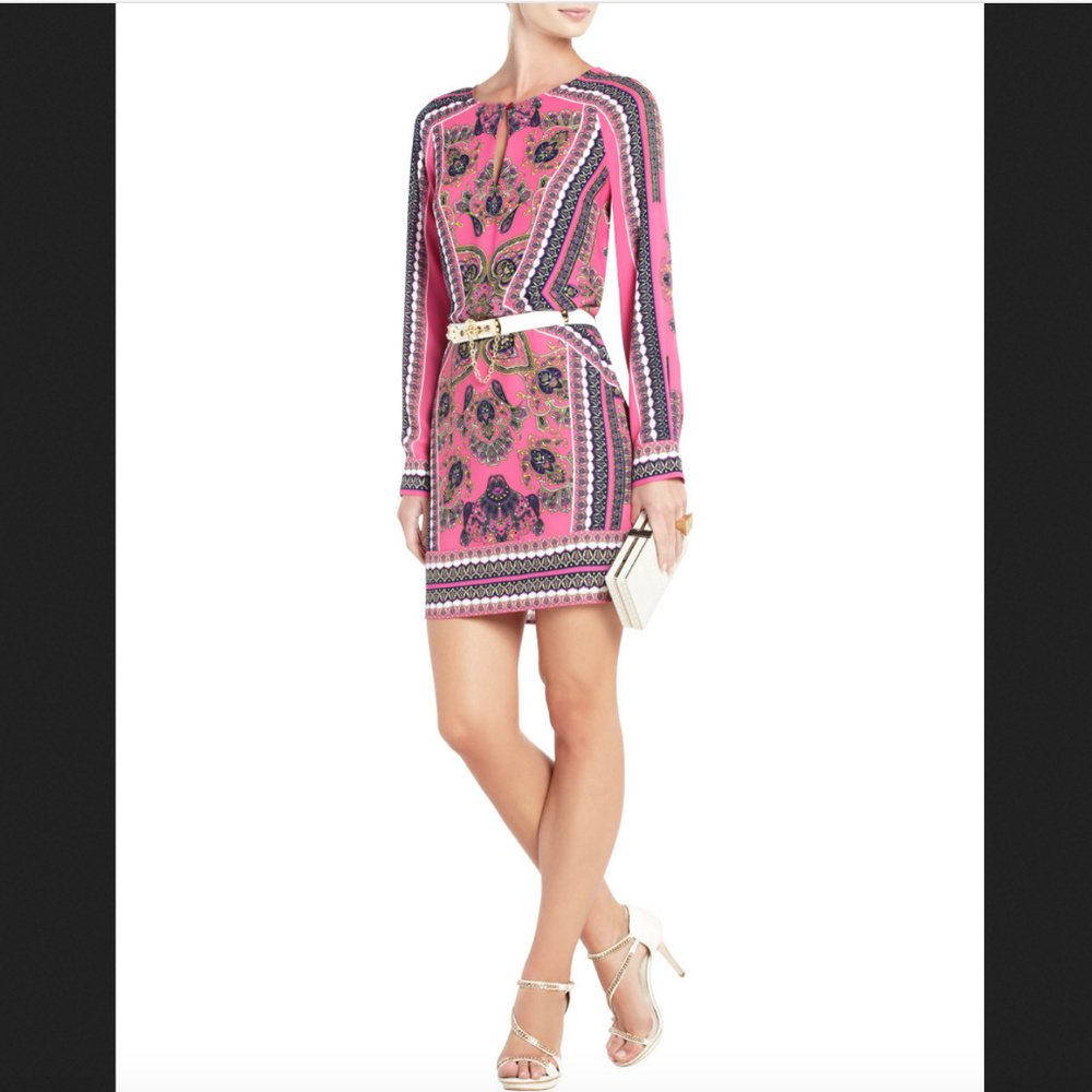 BCBGMAXAZRIA SCARF PRINT TUNIC DRESS